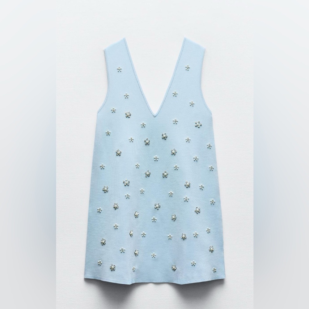 Beaded jewel knit mini dress